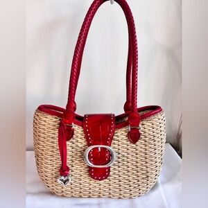 Brighton Vintage Red and Tan Woven Women's Bag